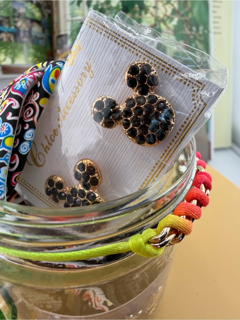 Mystery Jar Kids Sparkling Elephant Kids Bracelet -Mickey Mouse Earring